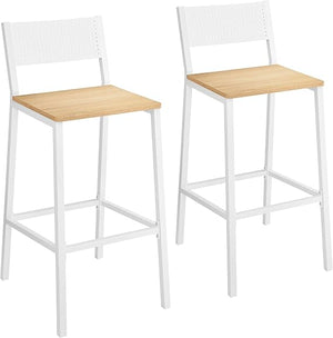 Industrial Bar Stools Set of 2 with Backrest