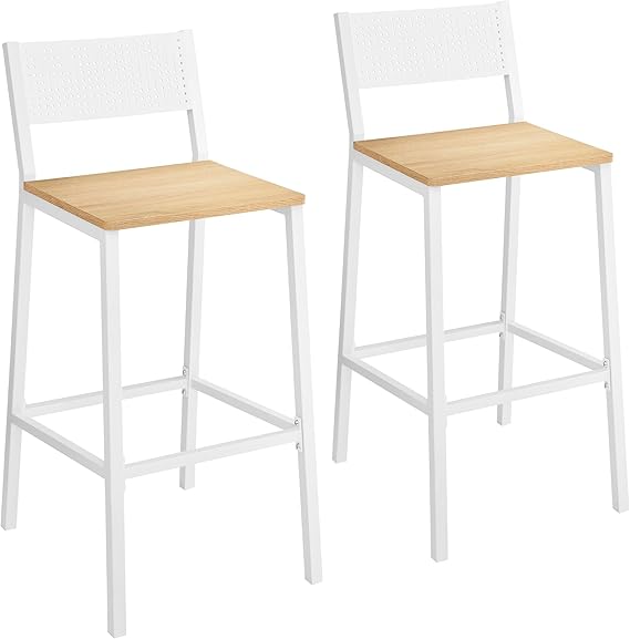 Industrial Bar Stools Set of 2 with Backrest