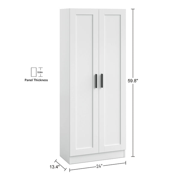 Tall Wooden Storage Cabinet with 2 Doors & Shelves