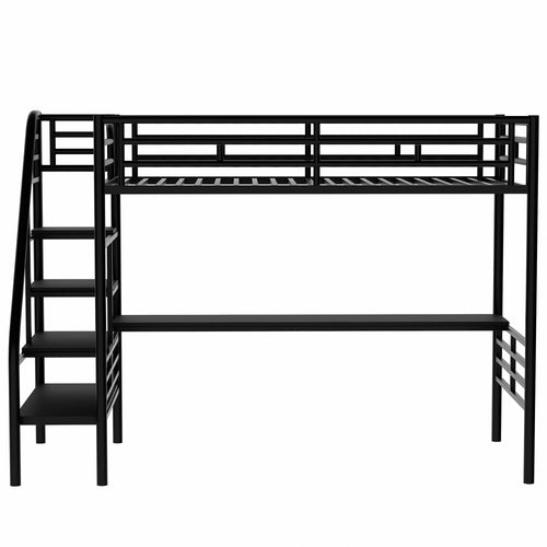Twin Metal Loft Bed with Desk