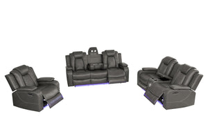 3-Piece Power Recliner Sofa Set with LED & Wireless Charging