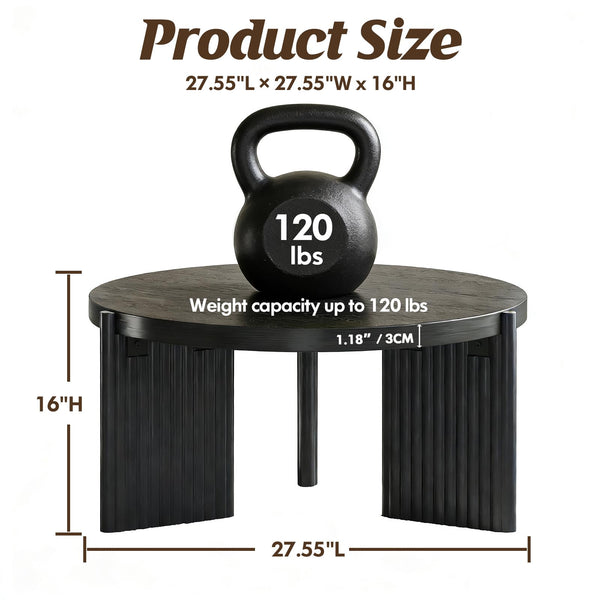 Round Coffee Table – Black Fluted