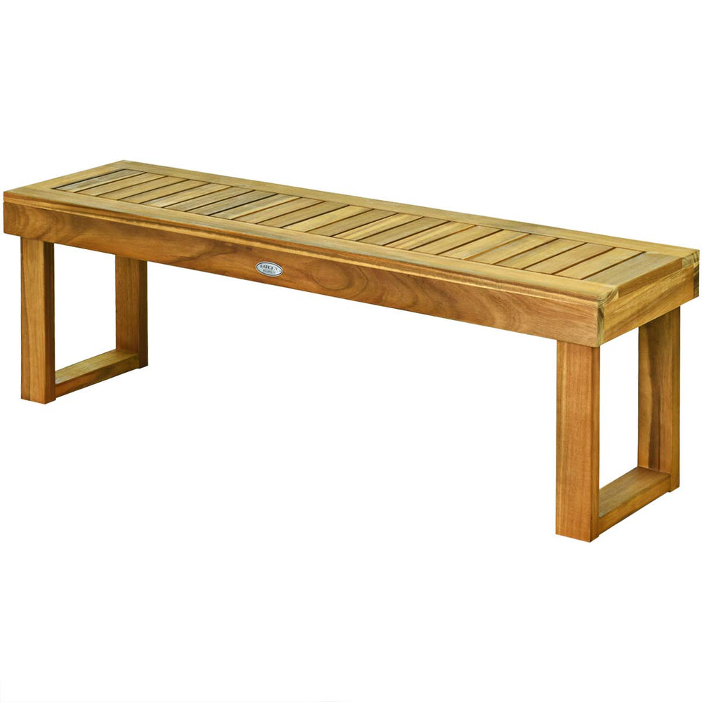 Acacia Wood Outdoor Bench with Slatted Seat