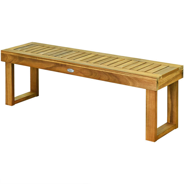 Acacia Wood Outdoor Bench with Slatted Seat