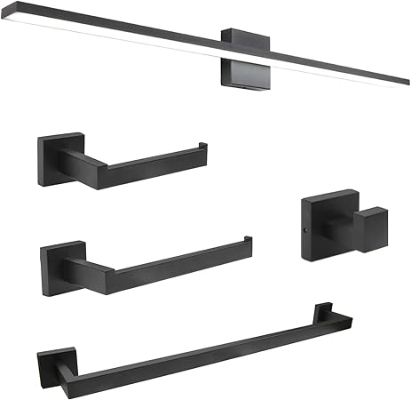 Modern LED Black Vanity Light 5-Piece Bathroom Set