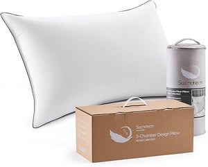 Goose Feather Down Bed Pillows with 3-Layer Fill
