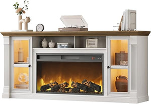 70" Farmhouse TV Stand with 36" Electric Fireplace
