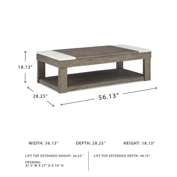 Lift-Top Coffee Table with Lower Shelf, Marble Accents & Casters