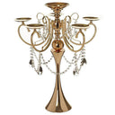 Tall Gold Metal Candelabra with Crystal Drops