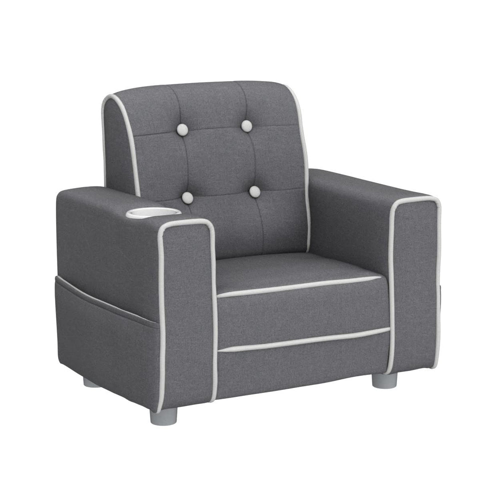Kids Upholstered Chair with Cup Holder and Storage Pockets