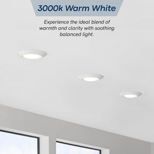 6-Inch Canless LED Recessed Downlight – 3000K, 925 Lumens, 90 CRI, Dimmable, Wet Rated
