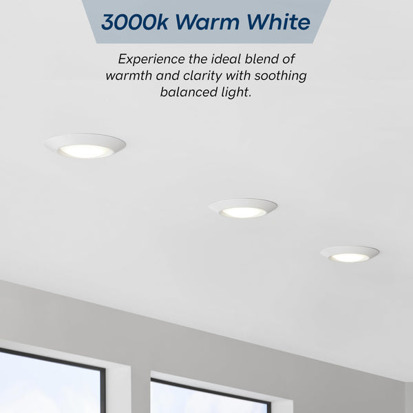 6-Inch Canless LED Recessed Downlight – 3000K, 925 Lumens, 90 CRI, Dimmable, Wet Rated