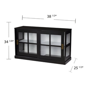 Black Curio Cabinet with Sliding Glass Doors