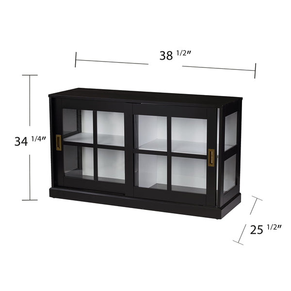 Black Curio Cabinet with Sliding Glass Doors