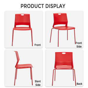 Stackable Chairs Set of 4 with Metal Frame