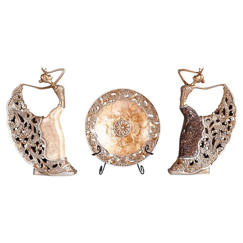 Peacock Dancer Figurines Statue Set – 3PCS Vintage Resin Sculpture