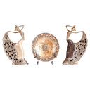 3PCS Peacock Dancer Figurines Statue Set – Gold Resin Sculpture