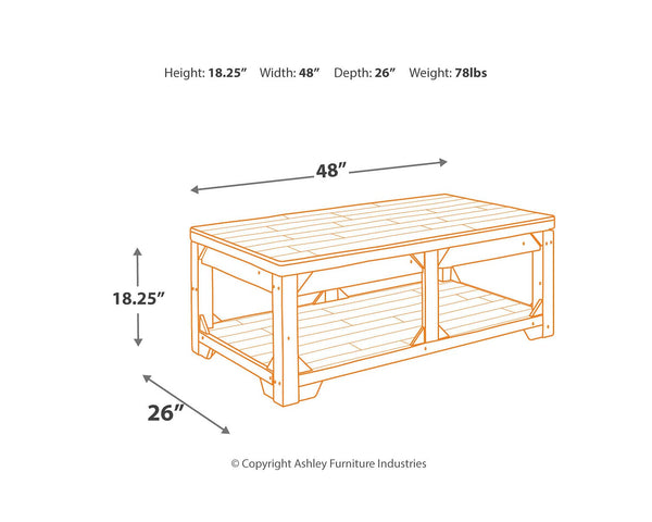 Farmhouse Lift Top Coffee Table with Floor Shelf – Whitewash