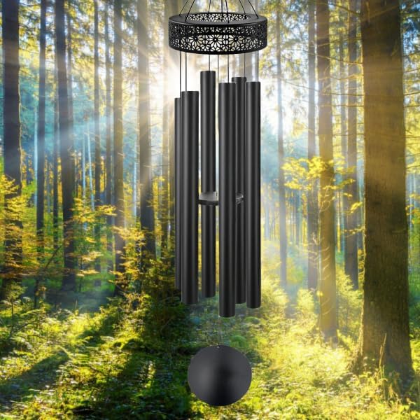 ASTARIN 48'' Wind Chimes for Outside Deep Tone - Large Windchimes with 6 Heavy Tubes, Outdoor Memorial Chimes Outdoor for Garden Hanging Décor,Sympathy Gifts，Black