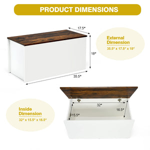 Wooden Storage Chest Bench Ottoman with Flip-Top Lid