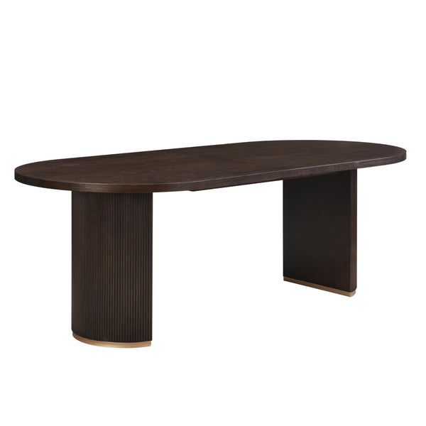 Oval Top Dining Table – Pedestal Base, Seats 6, Dark Brown