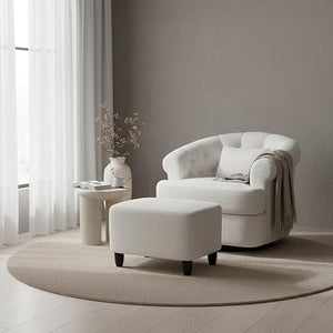 Barrel Swivel Accent Chair with Ottoman