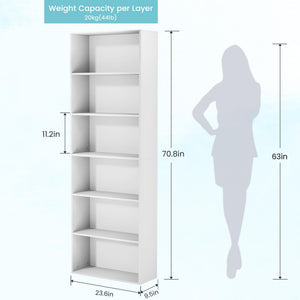 6-Tier Tall Bookshelf – Floor Standing Open Bookcase