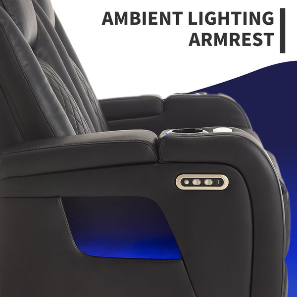 Power Recliner Home Theater Seat with LED Lighting & USB Charge