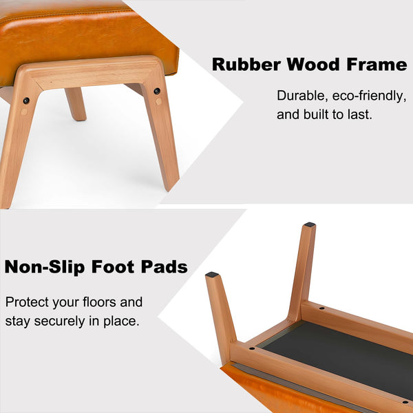 PU Leather Ottoman Footrest with Rubberwood Frame