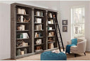3-Piece Bookcase Wall with Ladder & 5 Adjustable Shelves – Wood & Steel Frame