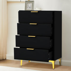 4-Drawer Bedroom Dresser with Gold Metal Handles