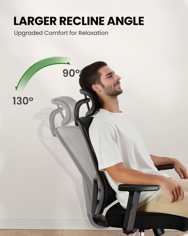 Ergonomic Office Chair with Lumbar Support & Adjustable Headrest