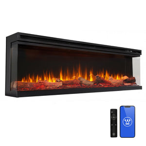 60" 3-Sided Electric Fireplace with Color-Changing Flames