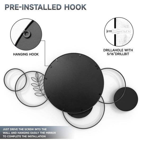 Black Round 3D Wall Mirror