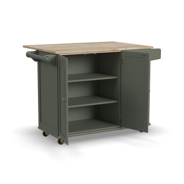 Rolling Kitchen Island Cart with Drop-Leaf Breakfast Bar