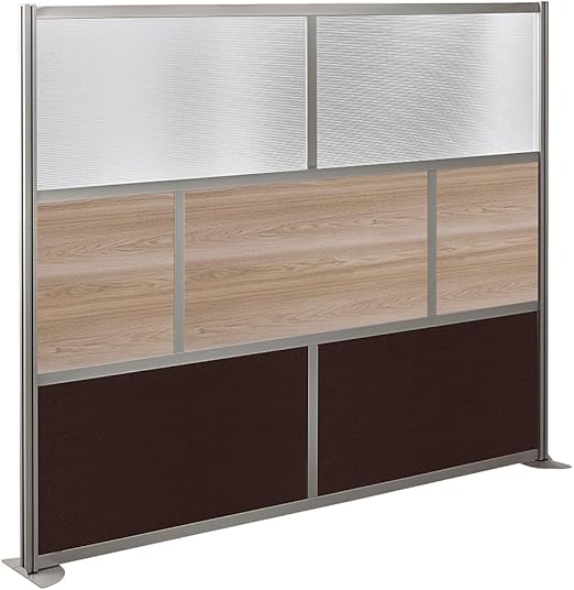 Modern Office Partition Panel – Laminate & Polycarbonate Room Divider 76"H x 96"W