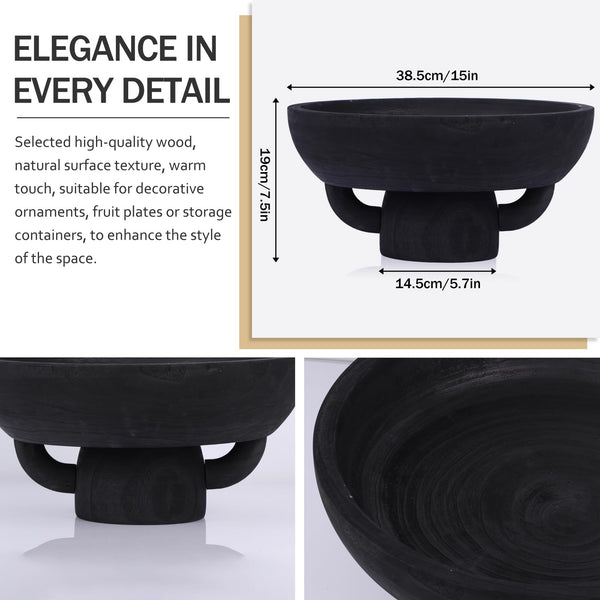 Extra Large Black Decorative Wooden Bowl