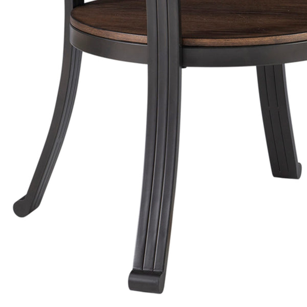 Round Side Table with Ash Veneer Top & Metal Frame