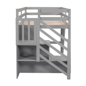 Twin Loft Bed with Storage Staircase & Underbed Space