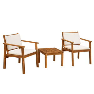 Acacia Wood Patio Furniture Set with Cushions & Coffee Table