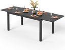 Outdoor Rectangular Dining Table with Metal Frame & Umbrella Hole