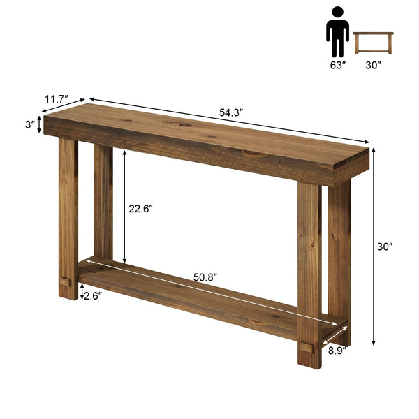 Farmhouse Solid Wood Console Table with Open Shelf