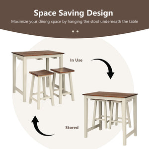 3-Piece Counter Height Dining Set with Saddle Stools