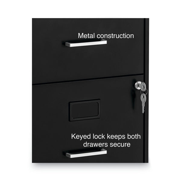 2-Drawer Vertical File Cabinet – Letter Size, Steel, Black