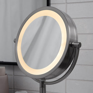 LED Lighted Tabletop Vanity Mirror with 10X/1X Magnification