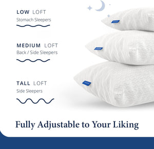 Adjustable Shredded Memory Foam Pillow – Bamboo Cover, Queen & King Sizes