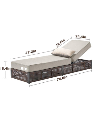 Outdoor Chaise Lounge with Cushions – Beige