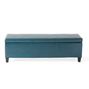 Teal PU Storage Ottoman Bench