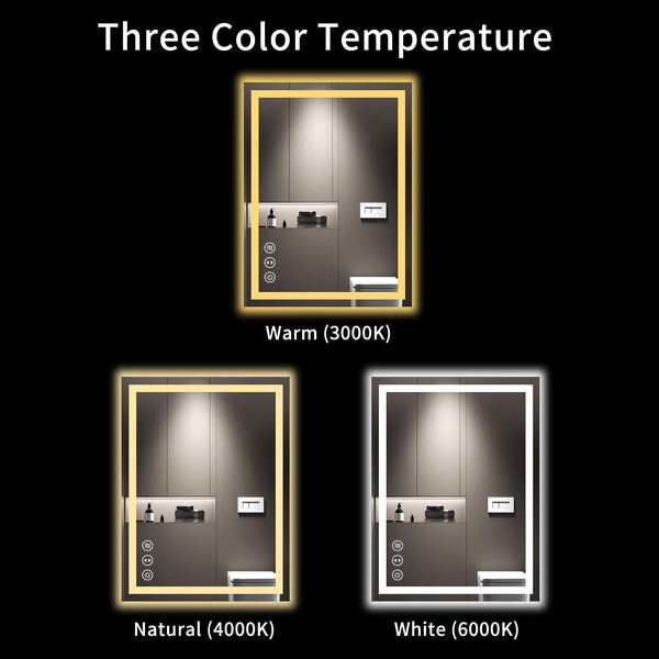 LED Bathroom Mirror with Lights – Anti-Fog, Dimmable, Backlit & Front Lit, 32"L x 24"W