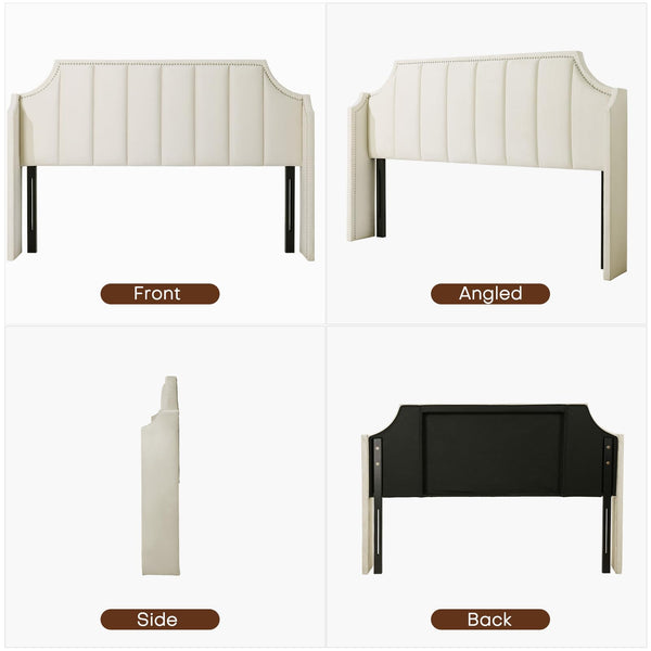 Queen Size Velvet Tufted Wingback Headboard